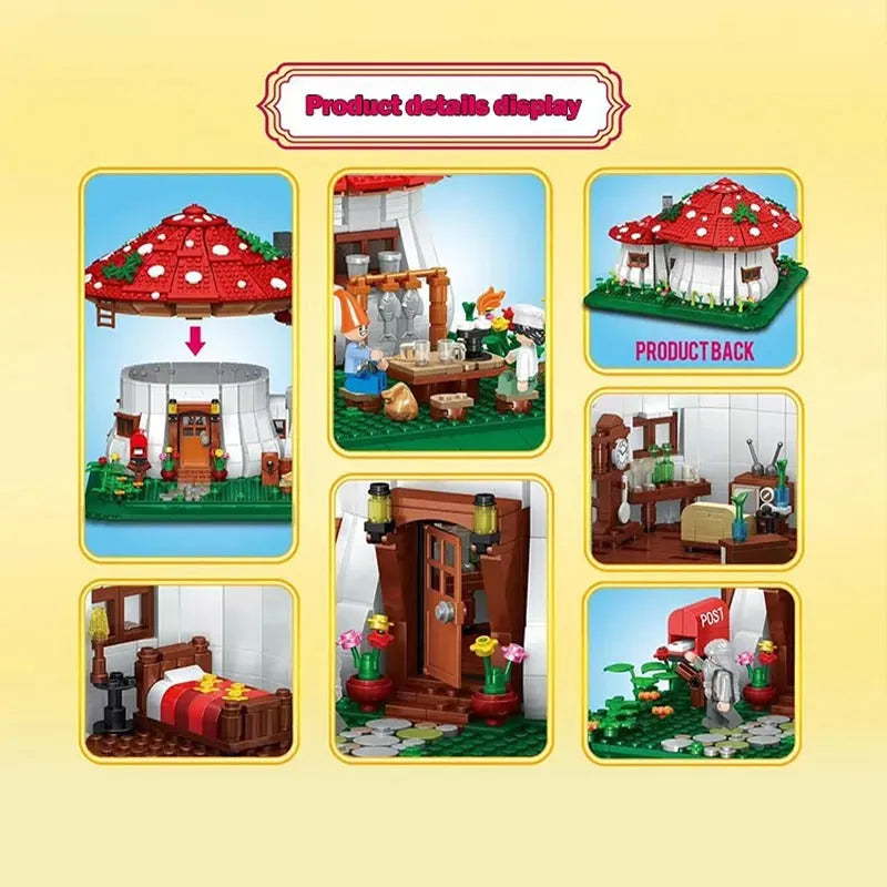 Building Blocks Creator Expert MOC Mushroom House MINI Bricks Toys - 8