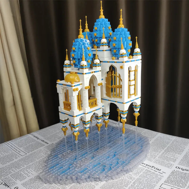 Building Blocks Creator Expert MOC Sky Castle with LED Bricks Toys - 8