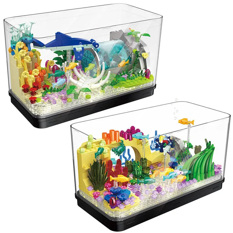 Building Blocks Creator MOC Aquarium Fish Tank MINI Bricks Toys DZ6101 - 9