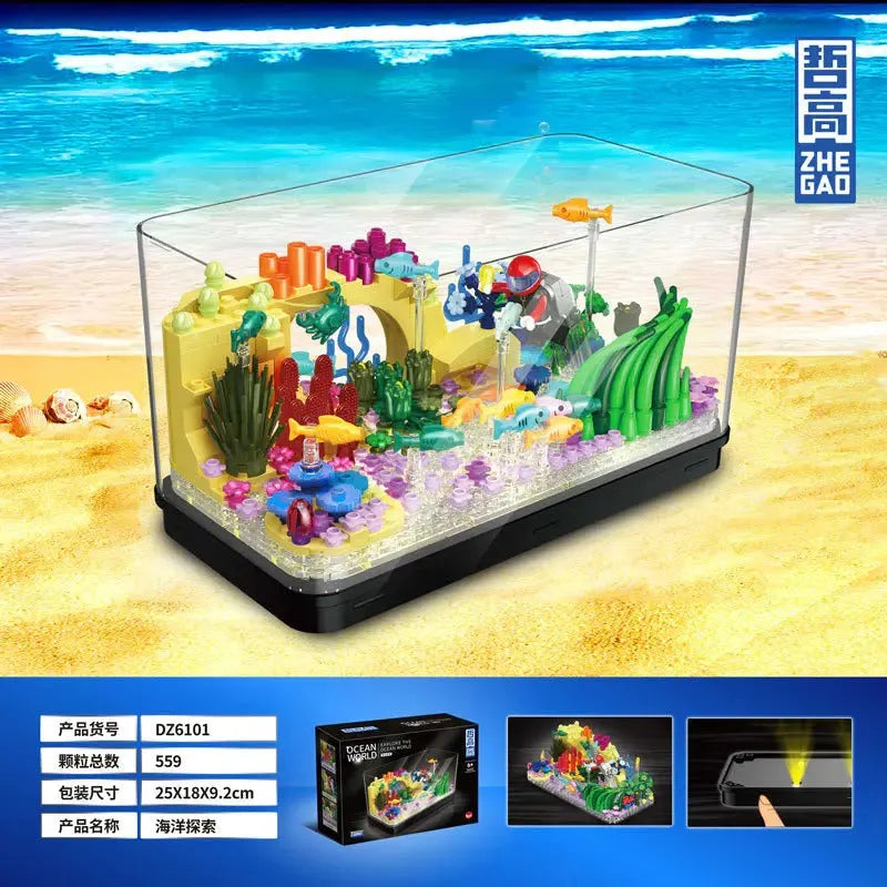 Building Blocks Creator MOC Aquarium Fish Tank MINI Bricks Toys DZ6101 Construction Set Toys - 2