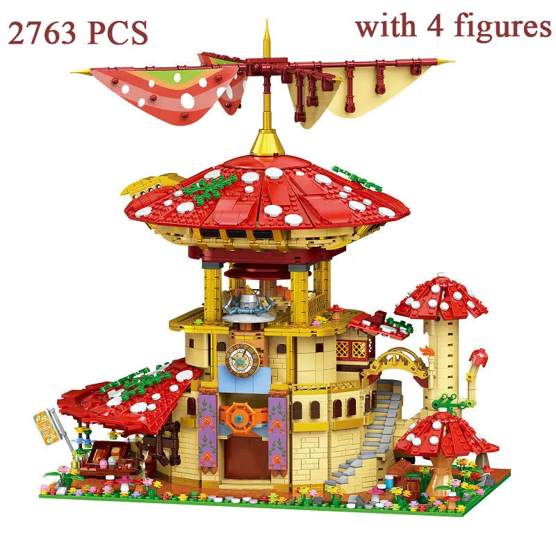 Building Blocks Creator MOC Glossy Ganoderma Mushroom Hotel MINI Bricks Toy - 8