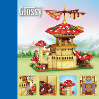 Thumbnail for Building Blocks Creator MOC Glossy Ganoderma Mushroom Hotel MINI Bricks Toy - 3