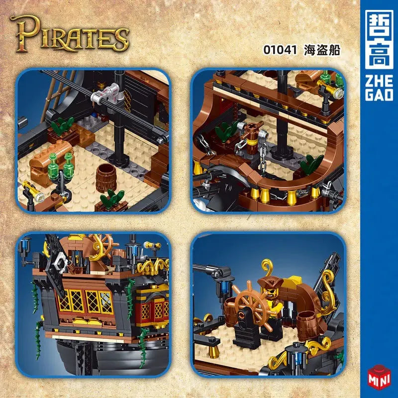 Building Blocks Creator MOC Ideas Pirate Ship MINI Bricks Toys 01041 - 4