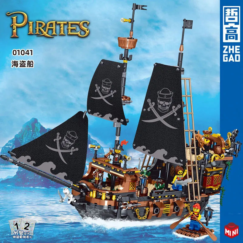 Building Blocks Creator MOC Ideas Pirate Ship MINI Bricks Toys 01041 - 2