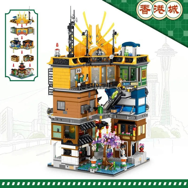 Building Blocks Expert MOC Hong Kong City House MINI Bricks Toys - 4