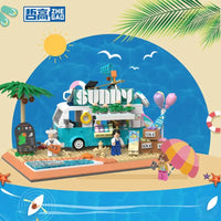 Thumbnail for Building Blocks MOC 00415 City Summer Beach Ice Cream Truck MINI Bricks Toy - 2