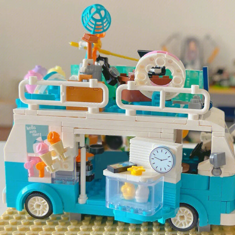 Building Blocks MOC 00415 City Summer Beach Ice Cream Truck MINI Bricks Toy - 6