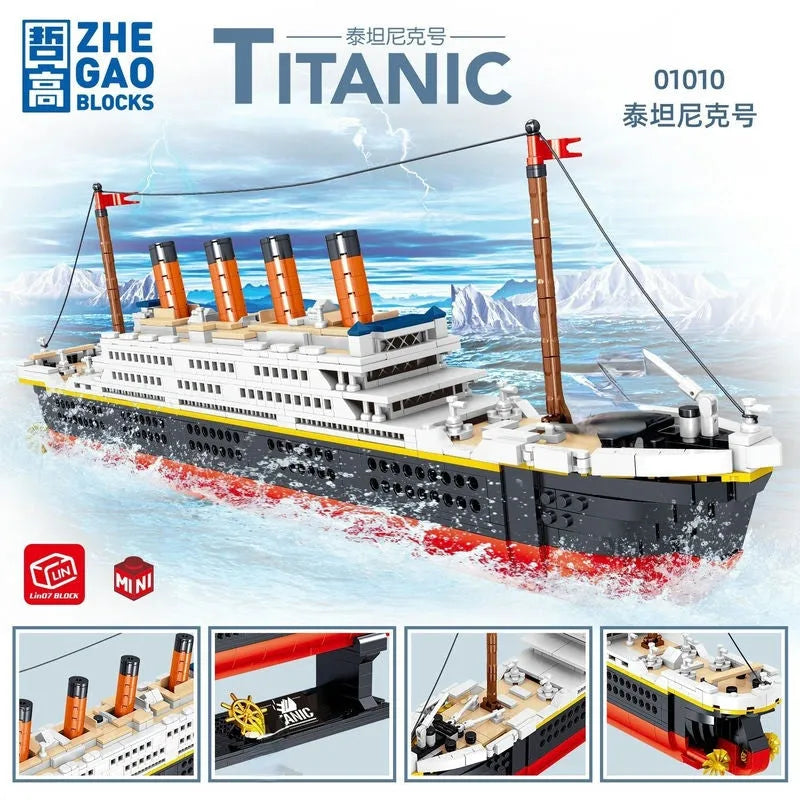 Building Blocks MOC 01010 Titanic Steam RMS Ship MINI Bricks Toy - 2