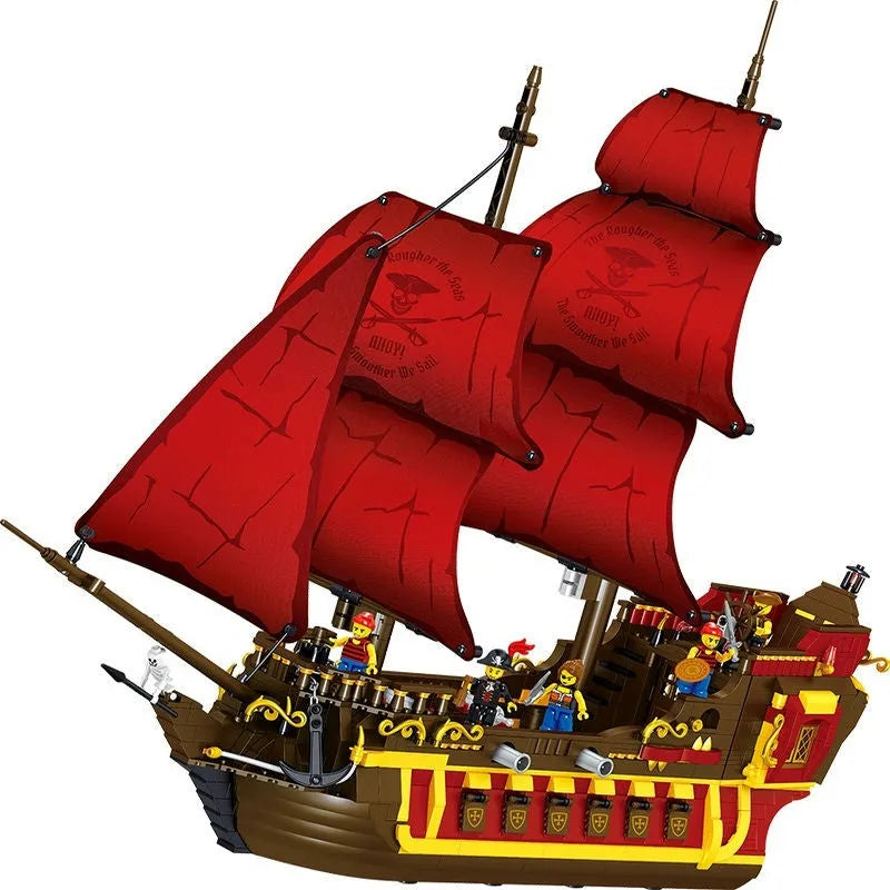 Building Blocks MOC 1805 Pirates Of The Caribbean Red Pirate Ship Bricks Toy - 1
