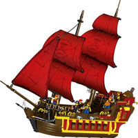 Thumbnail for Building Blocks MOC 1805 Pirates Of The Caribbean Red Pirate Ship Bricks Toy - 1