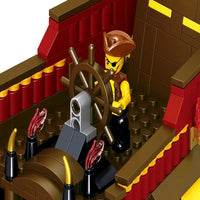 Thumbnail for Building Blocks MOC 1805 Pirates Of The Caribbean Red Pirate Ship Bricks Toy - 6