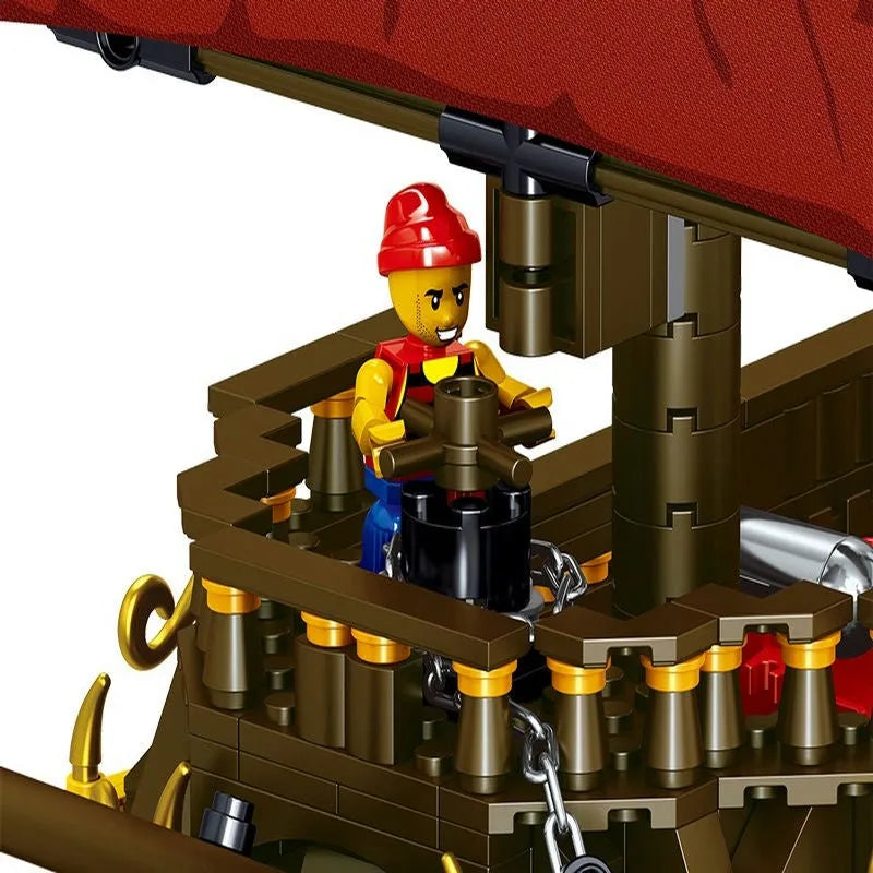Building Blocks MOC 1805 Pirates Of The Caribbean Red Pirate Ship Bricks Toy - 10