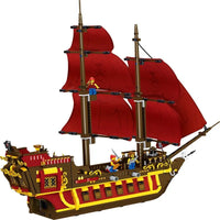 Thumbnail for Building Blocks MOC 1805 Pirates Of The Caribbean Red Pirate Ship Bricks Toy Construction Set Toys - 5