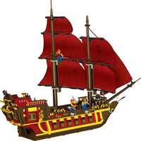 Thumbnail for Building Blocks MOC 1805 Pirates Of The Caribbean Red Pirate Ship Bricks Toy - 5