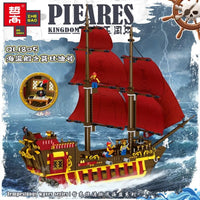 Thumbnail for Building Blocks MOC 1805 Pirates Of The Caribbean Red Pirate Ship Bricks Toy - 3
