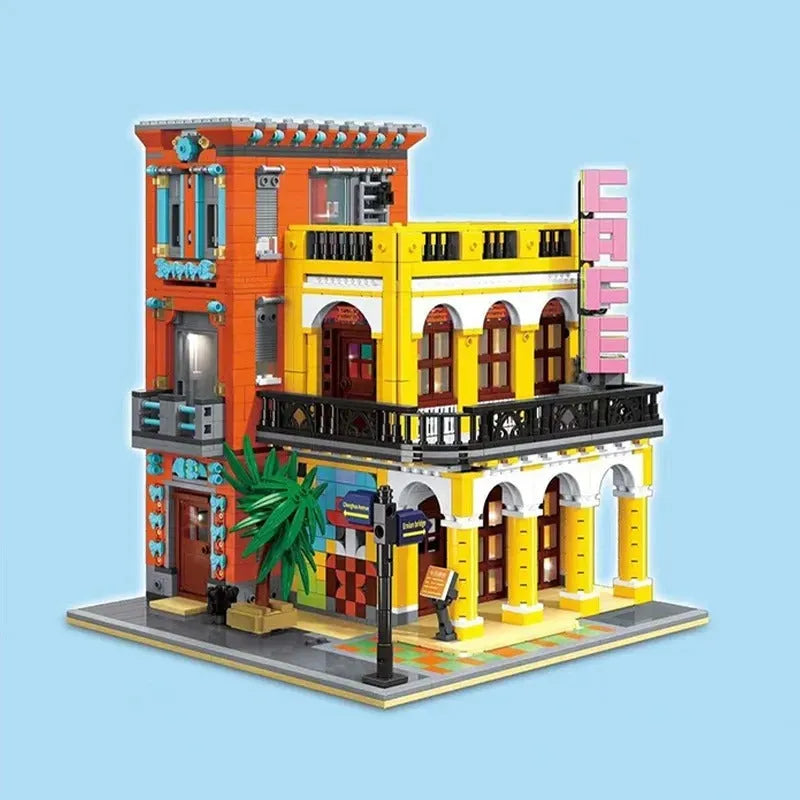 Building Blocks MOC 6020 Street City Cafe Havana Modular MINI Bricks Toys - 3