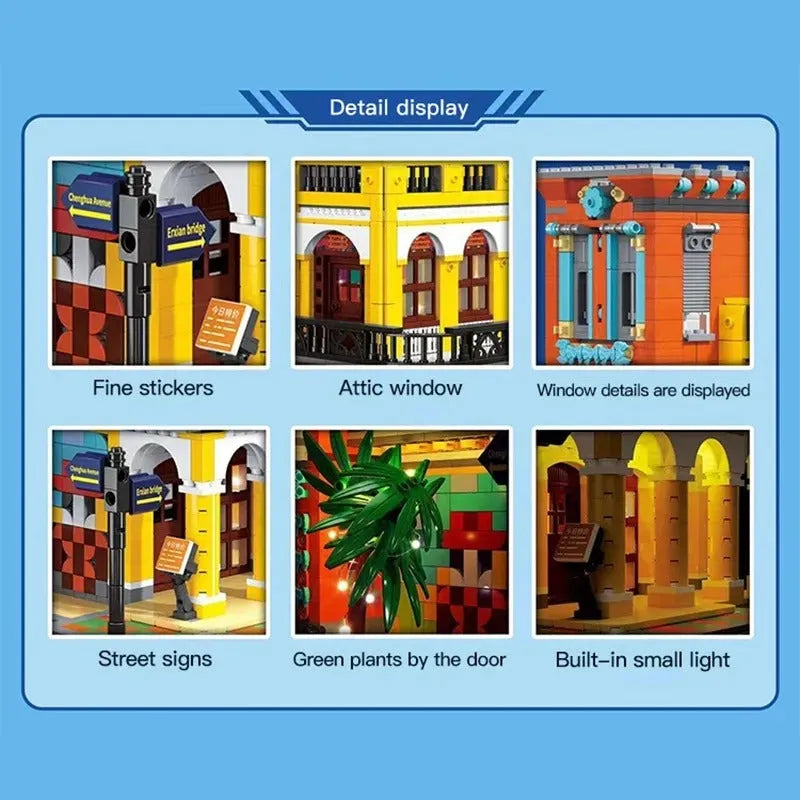 Building Blocks MOC 6020 Street City Cafe Havana Modular MINI Bricks Toys - 4