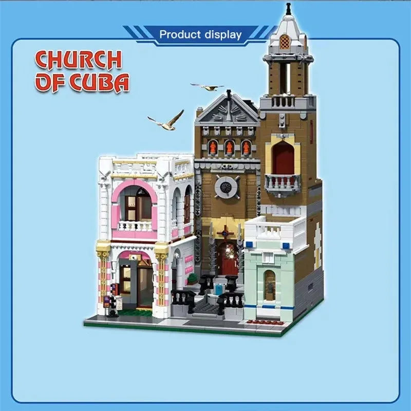 Building Blocks MOC 6021 Street City Church Of Cuba Modular MINI Bricks Toy - 12
