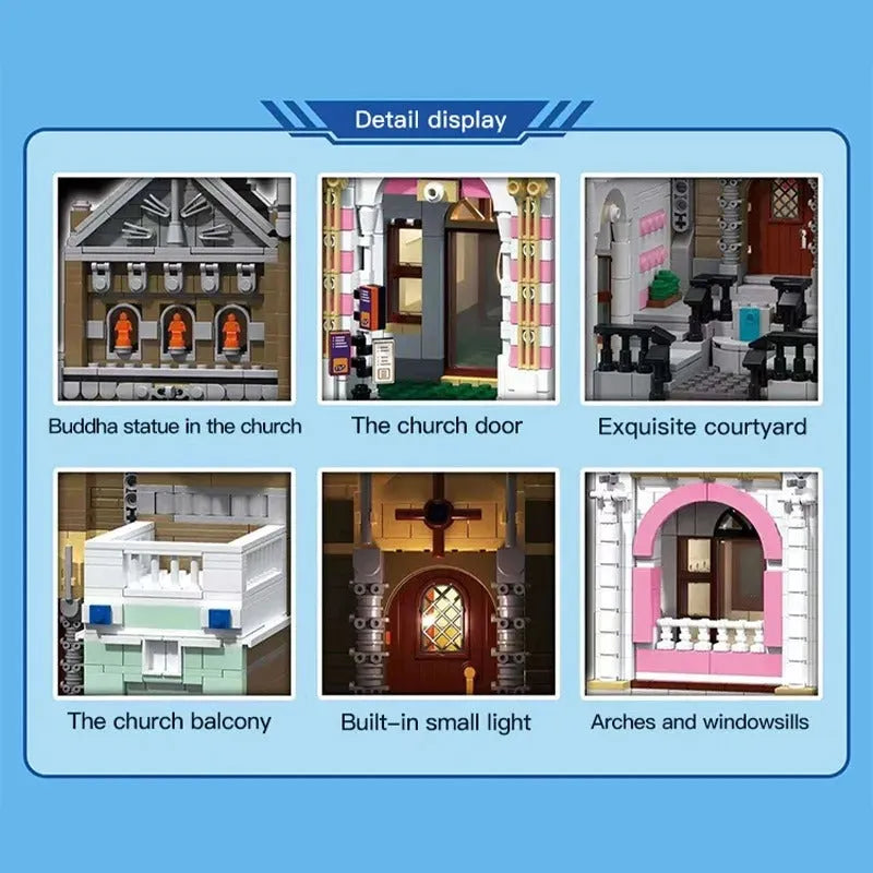 Building Blocks MOC 6021 Street City Church Of Cuba Modular MINI Bricks Toy Construction Set Toys - 13