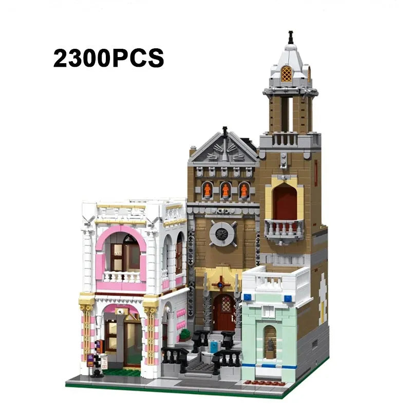 Building Blocks MOC 6021 Street City Church Of Cuba Modular MINI Bricks Toy - 1