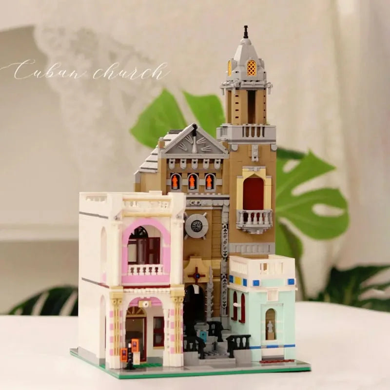 Building Blocks MOC 6021 Street City Church Of Cuba Modular MINI Bricks Toy - 3