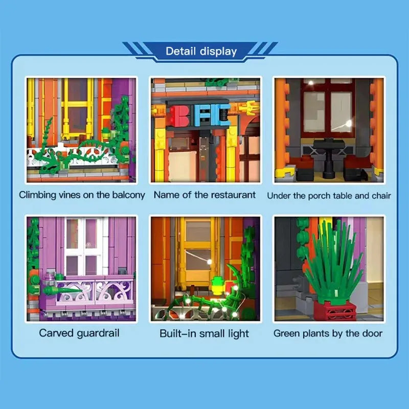 Building Blocks MOC 6022 City Street Cuban Restaurant Modular MINI Bricks Toys - 4