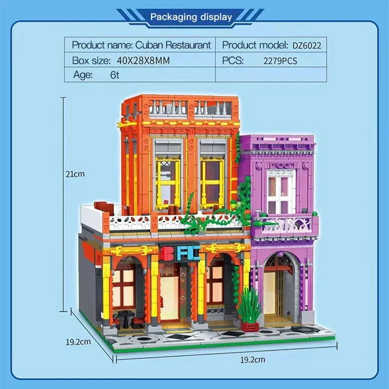 Building Blocks MOC 6022 City Street Cuban Restaurant Modular MINI Bricks Toys - 5