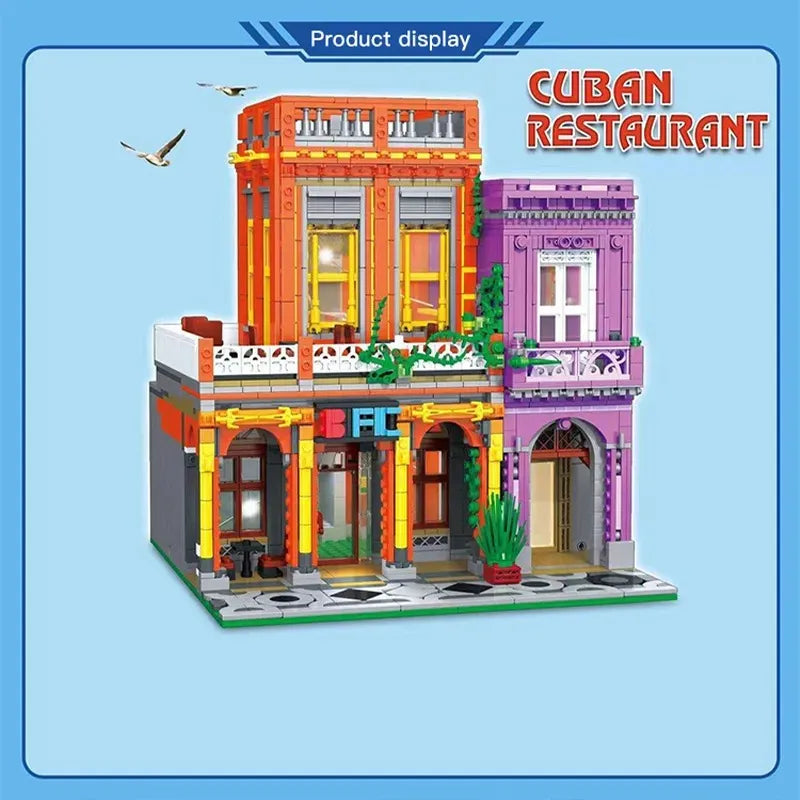 Building Blocks MOC 6022 City Street Cuban Restaurant Modular MINI Bricks Toys - 3
