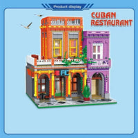 Thumbnail for Building Blocks MOC 6022 City Street Cuban Restaurant Modular MINI Bricks Toys - 3