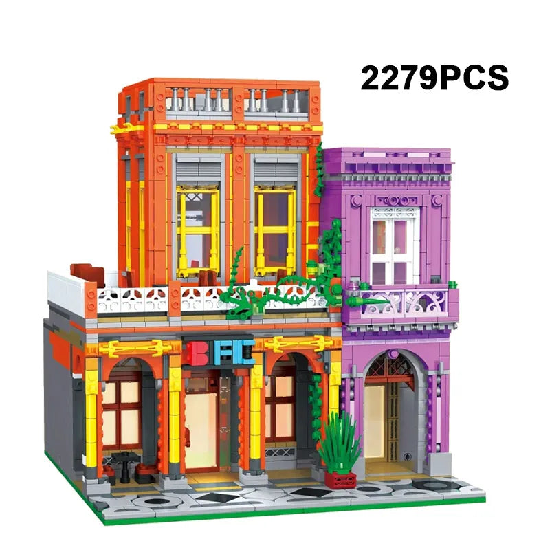 Building Blocks MOC 6022 City Street Cuban Restaurant Modular MINI Bricks Toys - 1