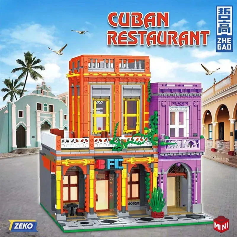 Building Blocks MOC 6022 City Street Cuban Restaurant Modular MINI Bricks Toys - 2
