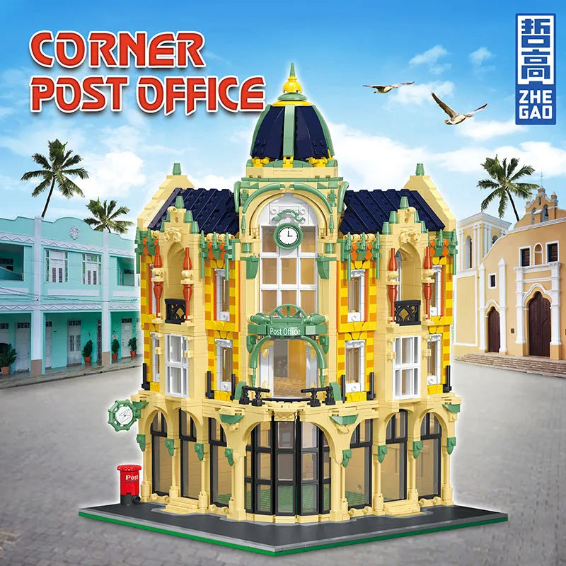 Building Blocks MOC 6023 Street City Corner Post Office Modular MINI Bricks Toys - 2