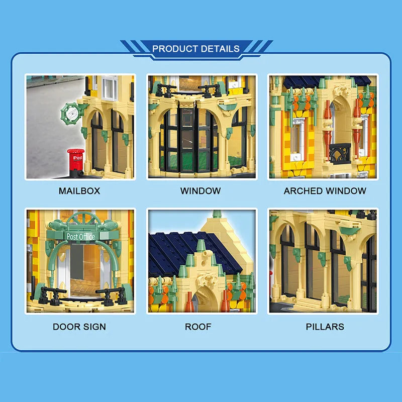 Usa Blocks MOC 6023 Mini Bricks Corner Post Office Building Blocks