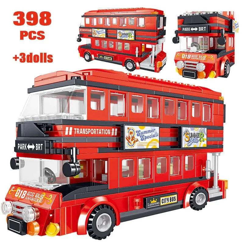 Building Blocks MOC BRT Double Deck City Tour Bus Bricks Toy - 3