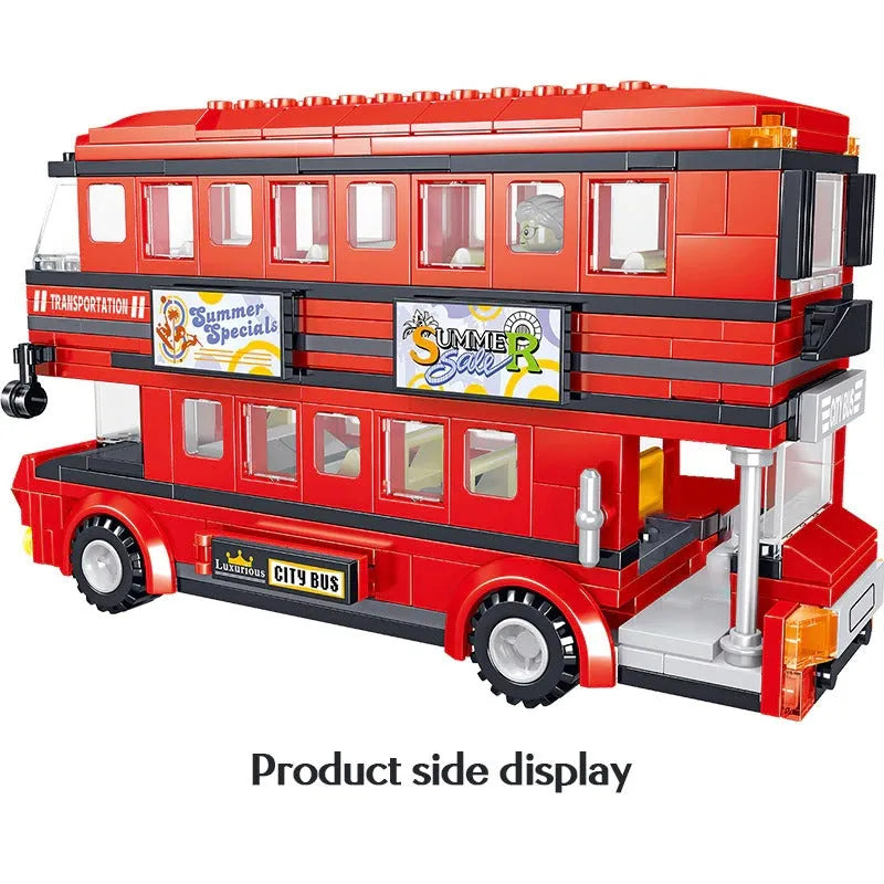 Construction Block Bus MOC BRT Double Deck City Tour Bus Building Blocks