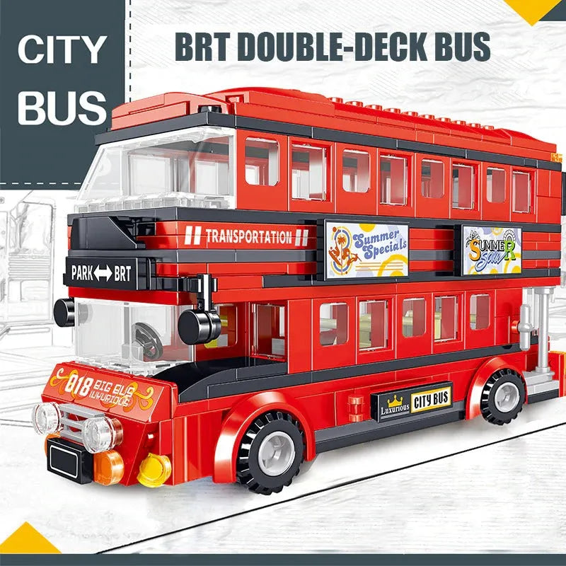 Building Blocks MOC BRT Double Deck City Tour Bus Bricks Toy Construction Set Toys - 4