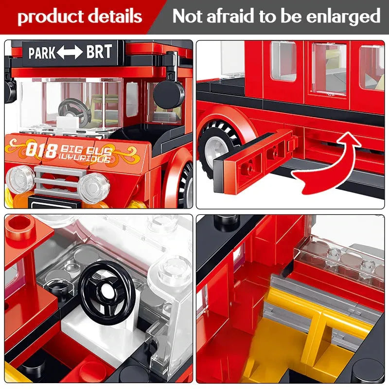 Building Blocks MOC BRT Double Deck City Tour Bus Bricks Toy Construction Set Toys - 7