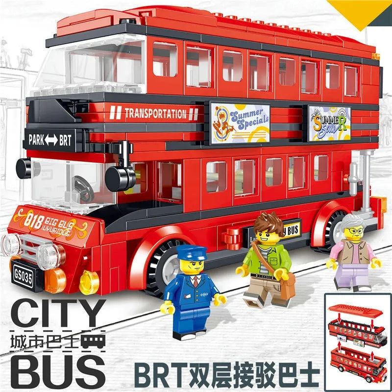 Building Blocks MOC BRT Double Deck City Tour Bus Bricks Toy Construction Set Toys - 2