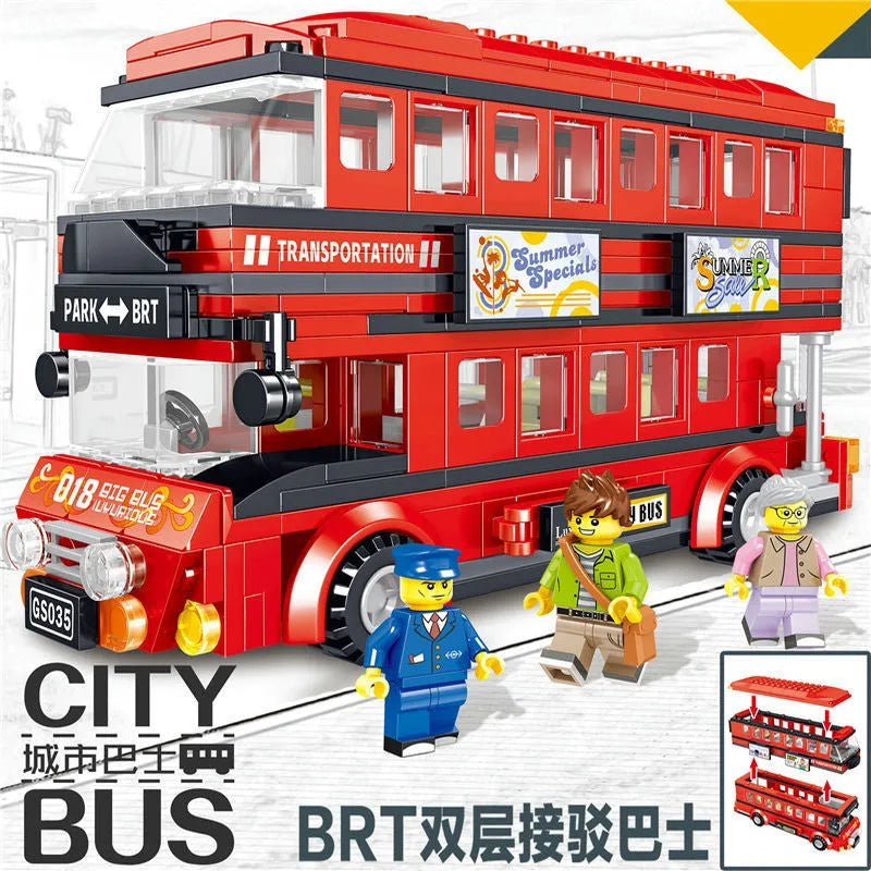 Building Blocks MOC BRT Double Deck City Tour Bus Bricks Toy - 2
