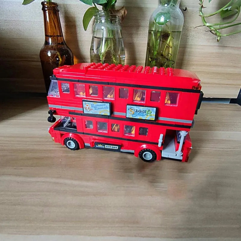 Construction Block Bus MOC BRT Double Deck City Tour Bus Building Blocks