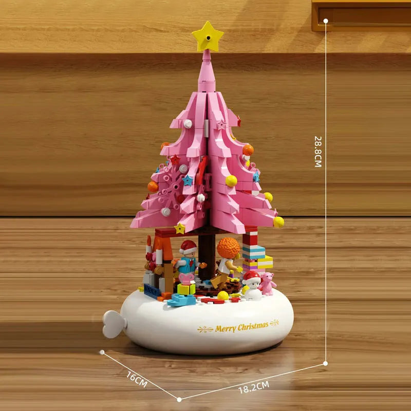 Crystal Christmas Tree Music Box with Light MOC DIY Assembly  Model(675PCS/Dynamic Version)