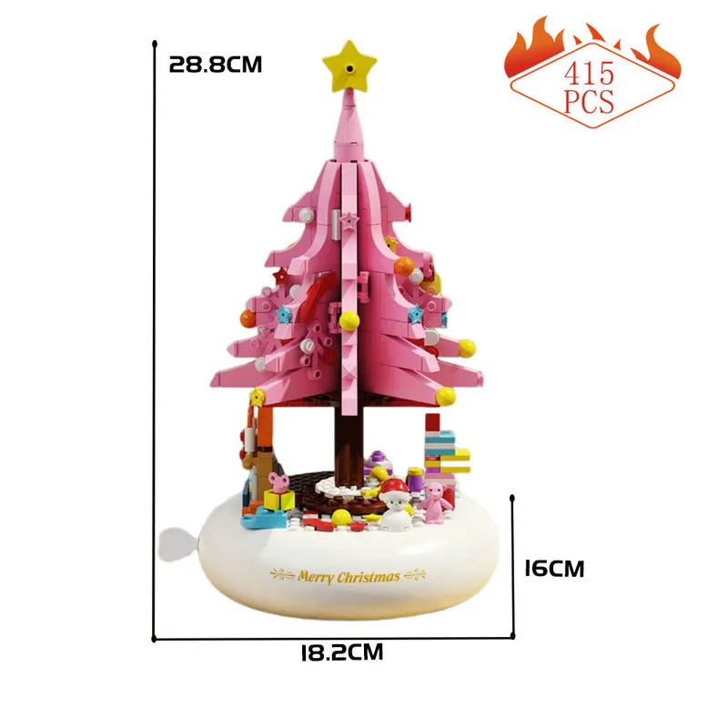 Building Blocks MOC Creative Idea Christmas Tree Music Box Light Bricks Toy - 9