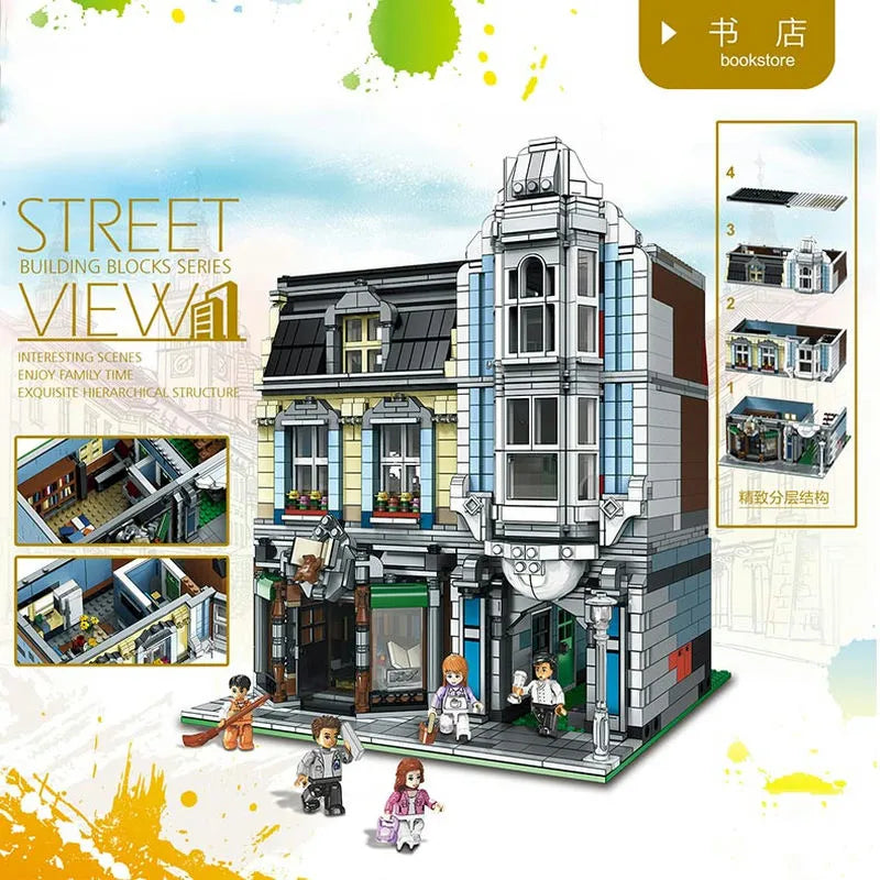 Building Blocks MOC Creator Expert City Bookstore Shop Bricks Toy - 2