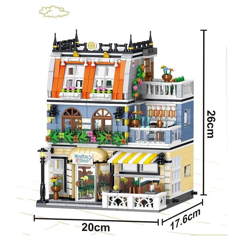 Building Blocks MOC Creator Expert City Garden Hotel Bricks Toy 0940 - 7