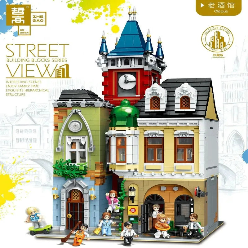 Building Blocks MOC Creator Expert City Old Town Pub Bricks Toy 0924 - 2