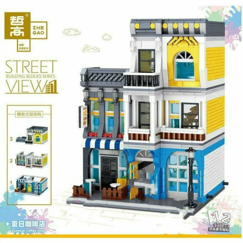 Building Blocks MOC Creator Expert City Summer Coffee Shop Bricks Toy - 2
