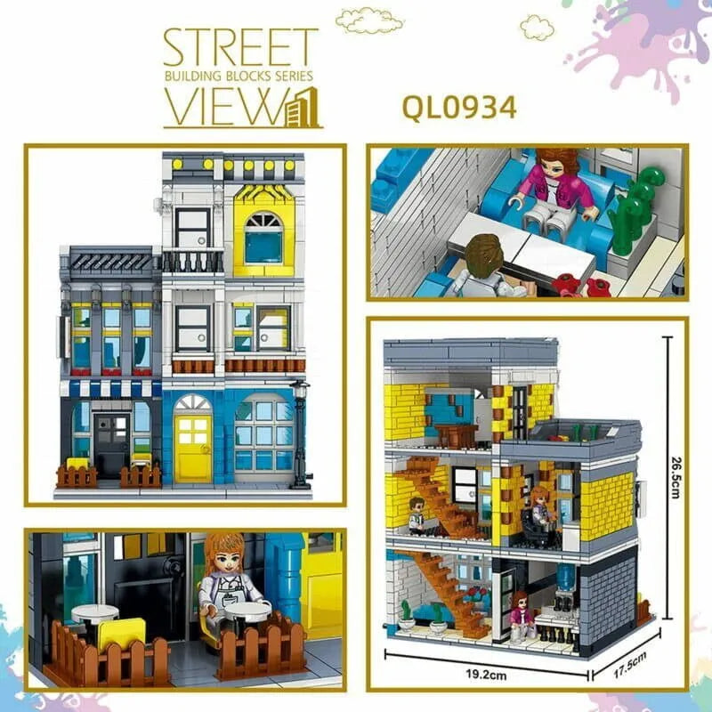 Building Blocks MOC Creator Expert City Summer Coffee Shop Bricks Toy - 3