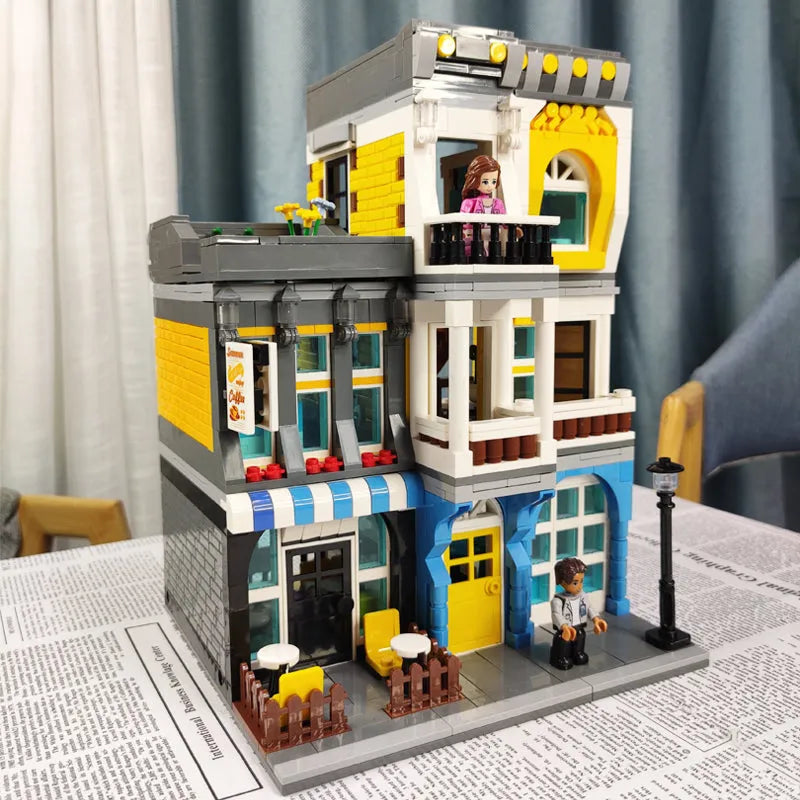 Building Blocks MOC Creator Expert City Summer Coffee Shop Bricks Toy - 7