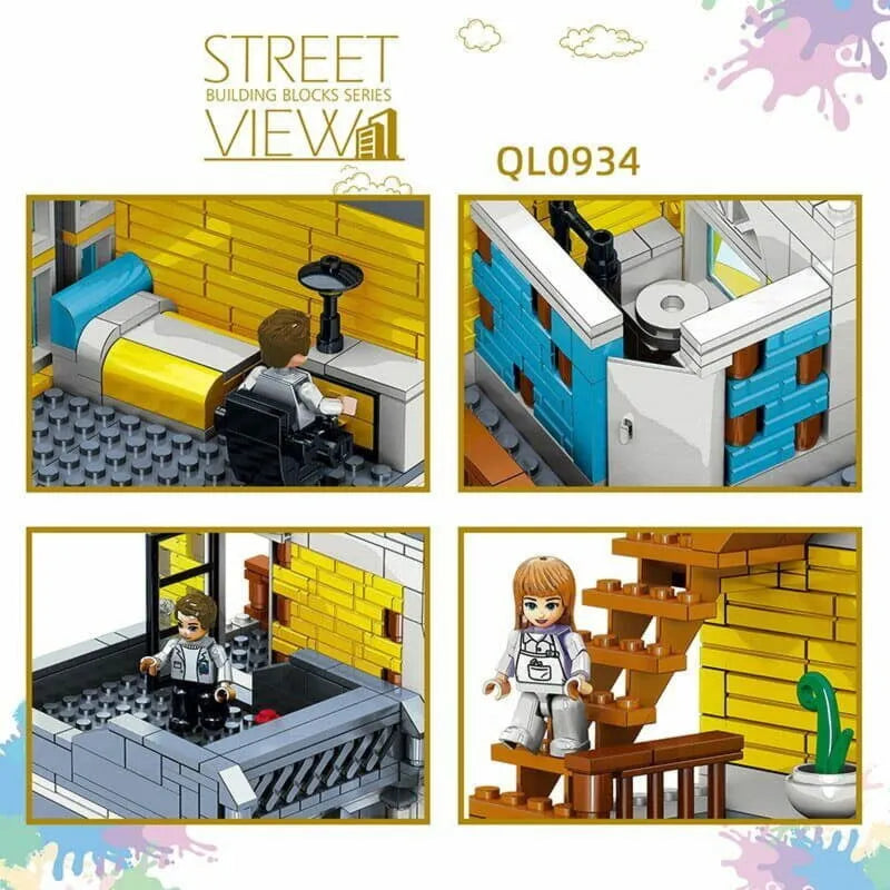Building Blocks MOC Creator Expert City Summer Coffee Shop Bricks Toy - 4