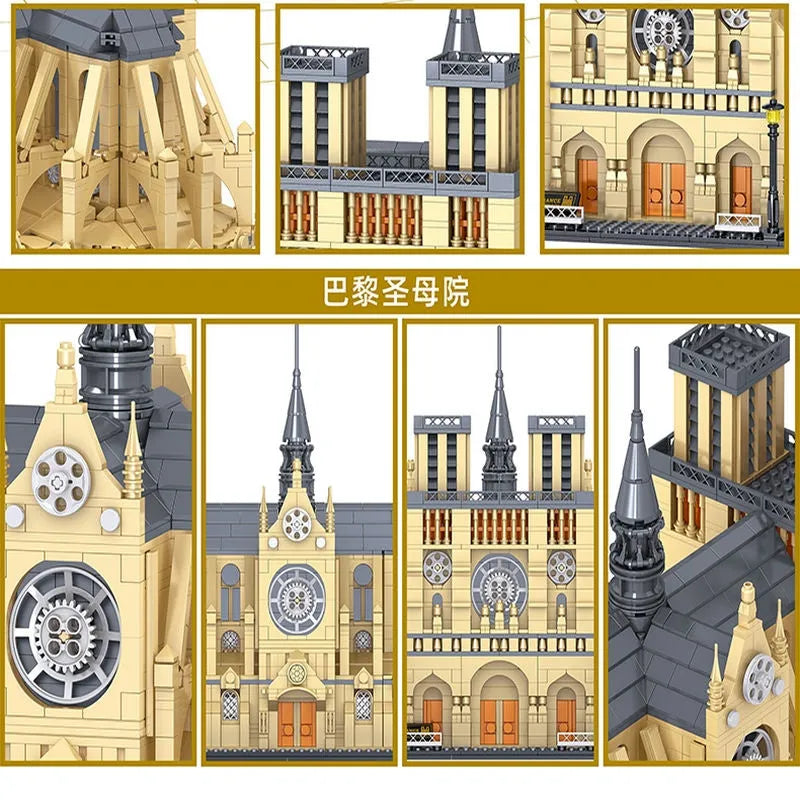 Building Blocks MOC Creator Expert Notre Dame Paris Cathedral Bricks Toy 0964 - 7